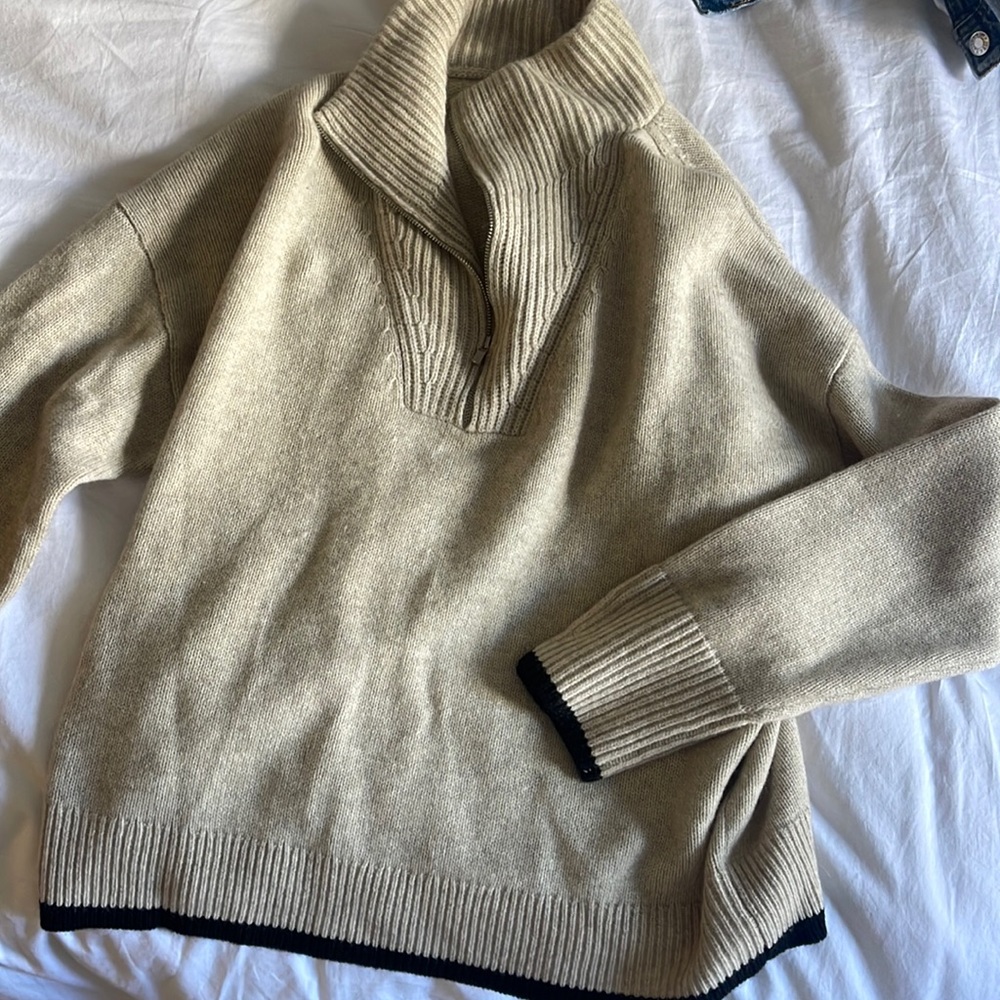 White and Warren cashmere blend zip up